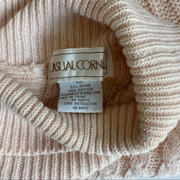 VINTAGE light pink CASUAL CORNER TURTLENECK Ramie/cotton KNIT SWEATER size M - Picture 5 of 6
